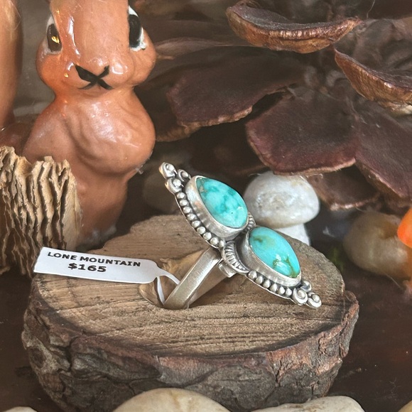 925 Sterling Lovely Lone mountain turquoise ring - Picture 2 of 4